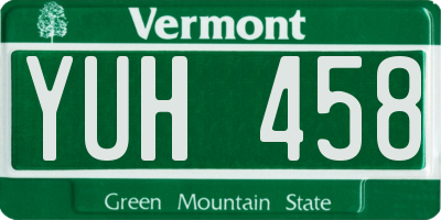 VT license plate YUH458