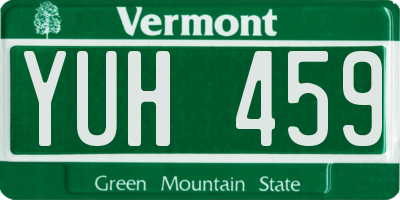 VT license plate YUH459