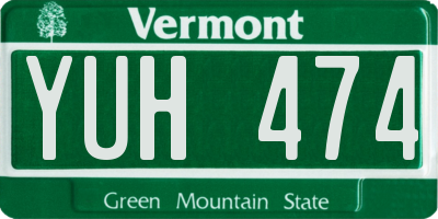 VT license plate YUH474