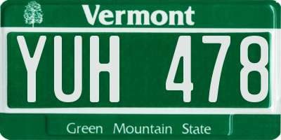 VT license plate YUH478