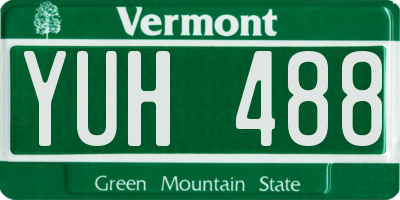 VT license plate YUH488