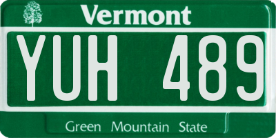 VT license plate YUH489