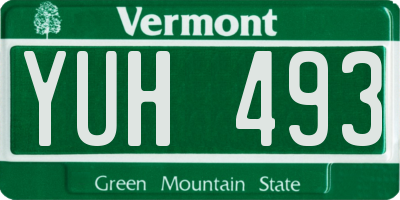 VT license plate YUH493