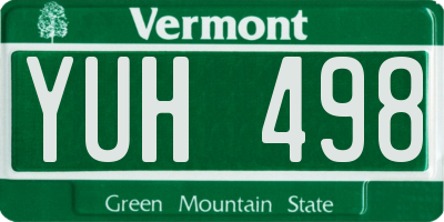 VT license plate YUH498