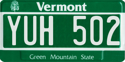 VT license plate YUH502