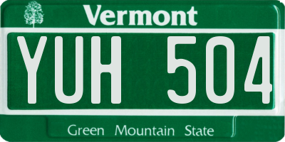 VT license plate YUH504