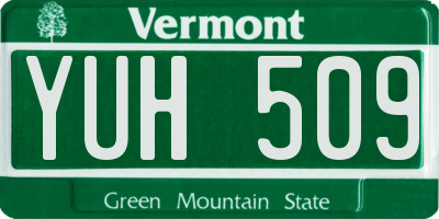 VT license plate YUH509