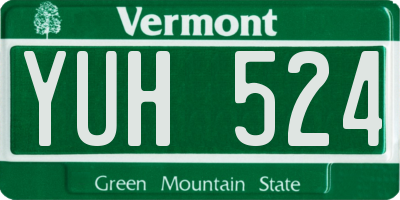 VT license plate YUH524