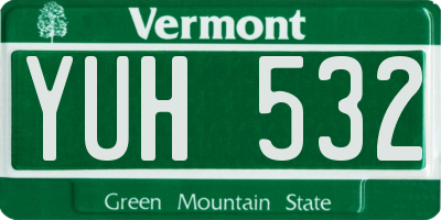 VT license plate YUH532