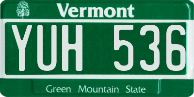 VT license plate YUH536
