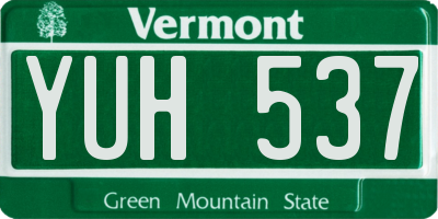 VT license plate YUH537