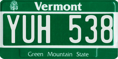 VT license plate YUH538