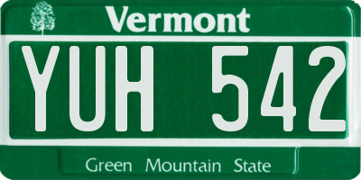VT license plate YUH542