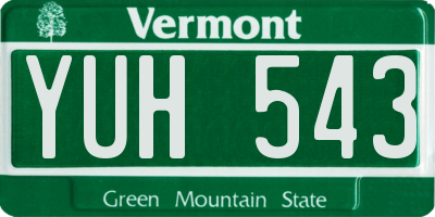 VT license plate YUH543