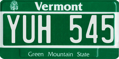 VT license plate YUH545