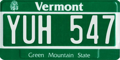VT license plate YUH547