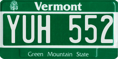 VT license plate YUH552