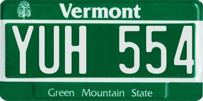 VT license plate YUH554
