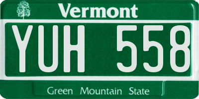 VT license plate YUH558