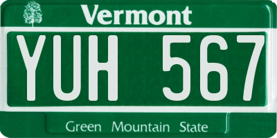 VT license plate YUH567
