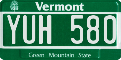 VT license plate YUH580