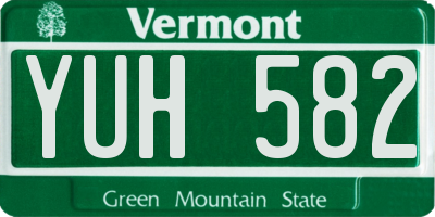 VT license plate YUH582