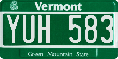 VT license plate YUH583