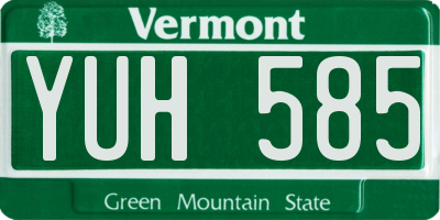 VT license plate YUH585