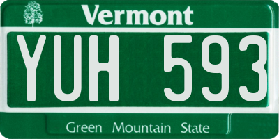 VT license plate YUH593