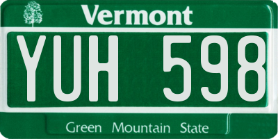 VT license plate YUH598