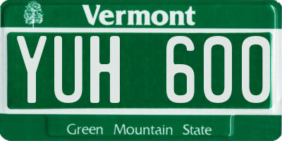 VT license plate YUH600