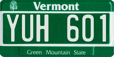 VT license plate YUH601