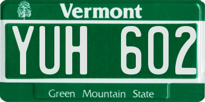 VT license plate YUH602