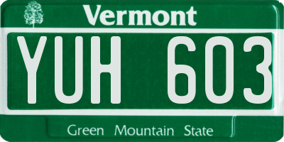 VT license plate YUH603