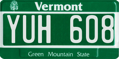VT license plate YUH608
