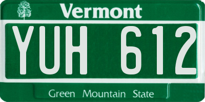 VT license plate YUH612