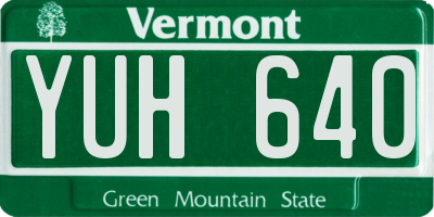 VT license plate YUH640