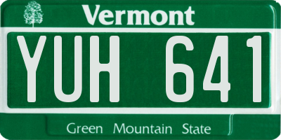 VT license plate YUH641