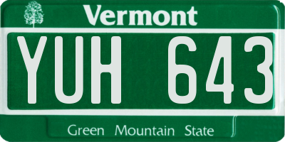 VT license plate YUH643