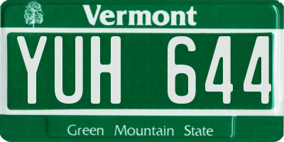 VT license plate YUH644