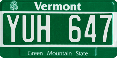VT license plate YUH647