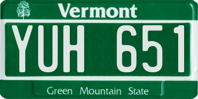 VT license plate YUH651
