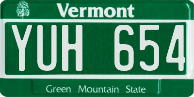 VT license plate YUH654