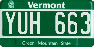 VT license plate YUH663