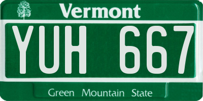 VT license plate YUH667
