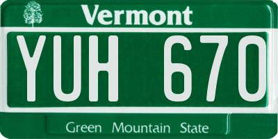 VT license plate YUH670