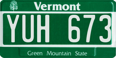 VT license plate YUH673