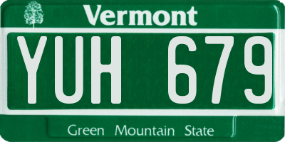 VT license plate YUH679
