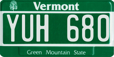 VT license plate YUH680