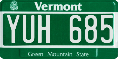 VT license plate YUH685